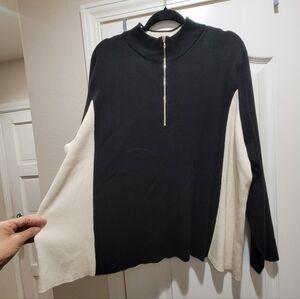 Caslon Luxe Colorblock Half-Zip Sweater | Size 3X